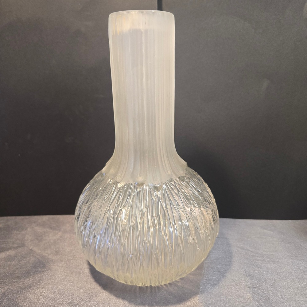 Frosted Ribbed Glass Vase Bud Vase Decorative‎ Tabletop Accent